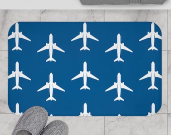 Flying Airplane Bath Mat, Aviation Decor, Pilot Gift