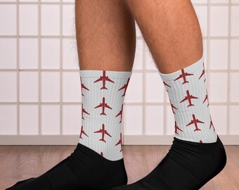 Aircraft Socks – Grey & Burgundy Aviation Pilot Gift