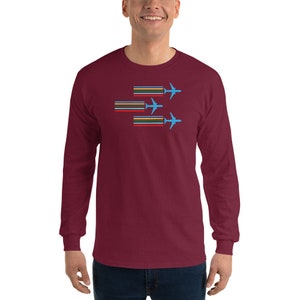 Aviation Flying Planes Contrails Pilot Long Sleeve Shirt - Perfect Aviator Gift, Pilot Gift