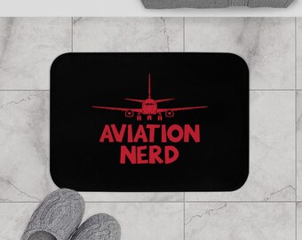 Aviation Nerd Bath Mat, Pilot Bathroom Decor, Airplane Rug