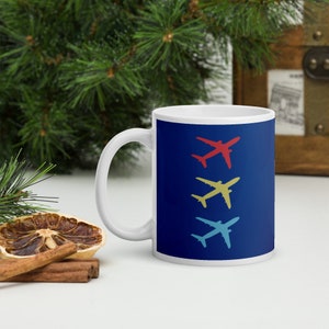 Flying Stacked Aircraft Blue Background - The perfect airline lover gift!