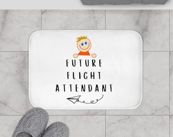Future Flight Attendant Bath Mat, Aviation Nursery Decor