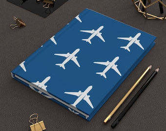 Aviation Hardcover Journal | Airplane Pattern Notepad