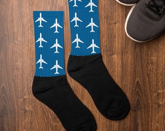 Aircraft Socks – Aviation Pilot Gift, Blue & White Flying Theme