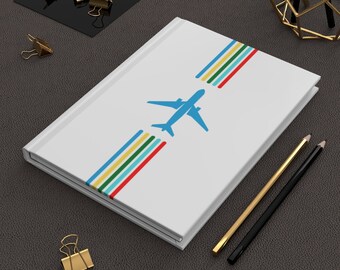 Flying Plane Contrails White Aviation Airline Travel Hardcover Journal Notebook Notepad