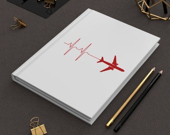 Flying Heartbeat Aviation Travel Hardcover Airline Journal Notebook Notepad