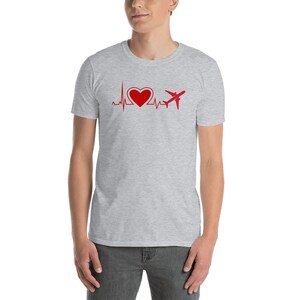 Flying Heartbeat Aircraft Aviation Airline Pilot Short-Sleeve Unisex T-Shirt - Perfect Pilot, Flight Attendant Gift
