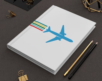 Flying Plane Contrails White Wrapped Aviation Airline Travel Hardcover Journal Notebook Notepad