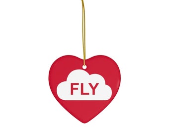 FLY Aviation Christmas Ornaments Red - Aviator Gift, Airline Gift, Pilot Gift