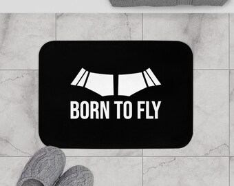 Aviation Bath Mat, 'Born To Fly' Pilot Gift