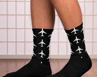 Aircraft Socks – Black & White Aviation Pilot Gift