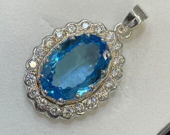 71.40カラット天然スイスブルートパーズ925シルバーチャーム