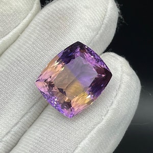 Princess Cut Ametrine Loose Gemstone//Ametrine For Jewelry//15.50×13.40×10 MM//Semi Precious Gemstone Ametrine Cushion// 14.25CARAT