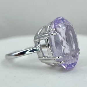 14.35 Cts Natural Lavender Quartz Silver Ring//Wedding Ring//925 Solid Silver//AAAA+ Quality Quartz//Fabulous Endless Show OFF Silver Ring//