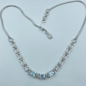 Fantastic Natural Aquamarine 925 Silver Necklace With Natural Diamonds Around/Wedding Aquamarine Necklace For Her/Luxury Girlfriend Gift