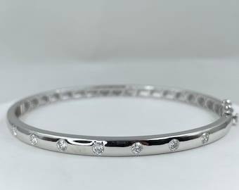 Pulsera de oro macizo de 14 k/18 k con diamantes naturales, ancho de 4 mm, claridad VSI de diamantes de 0,40 ct, 7 piezas, grado de color F, pulsera de oro para damas