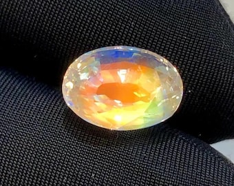3,85 cts, piedra lunar arcoíris natural, piedra lunar de corte ovalado, piedra lunar de Madagascar, increíble piedra preciosa naranja fuego, piedra preciosa difícil de encontrar