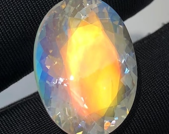 13,21 cts, piedra lunar arcoíris natural, piedra lunar de corte ovalado, piedra lunar de Madagascar, increíble piedra preciosa naranja fuego, piedra preciosa difícil de encontrar