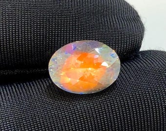2,05 cts, piedra lunar arcoíris natural, piedra lunar de corte ovalado, piedra lunar de Madagascar, increíble piedra preciosa naranja fuego, piedra preciosa difícil de encontrar
