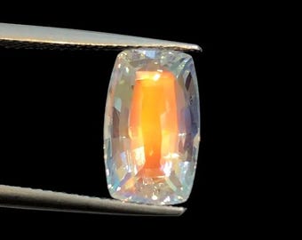 4,05 cts, piedra lunar arcoíris natural de la mina de Madagascar, piedra lunar de Madagascar rara, increíble piedra preciosa de fuego naranja, única en su tipo
