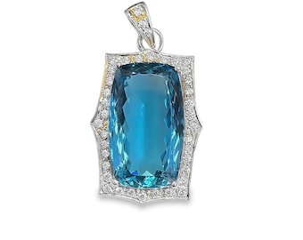 71.40カラット天然スイスブルートパーズ925シルバーチャーム