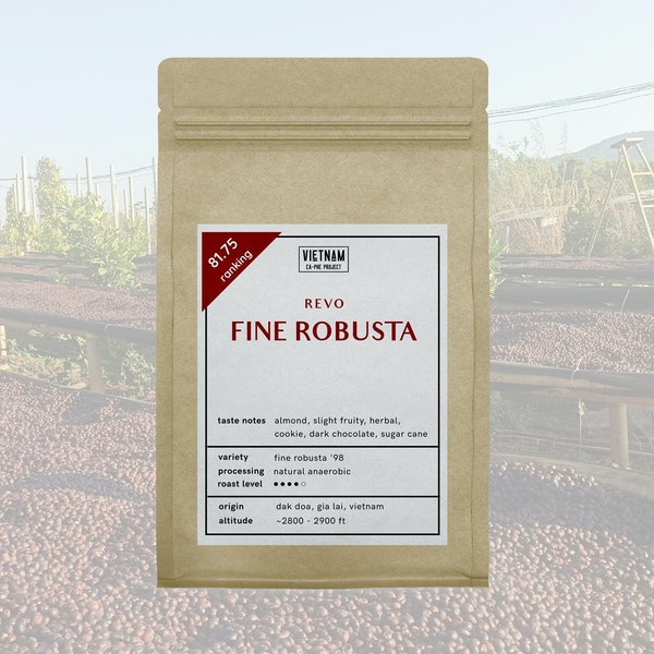 Revo Fine Robusta /Ground coffee / Single Origin / Natural Anaerobic Process / Medium Dark Roast for Vietnamese coffee phin & espresso