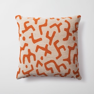 African Mudcloth Pillow Cover: Burnt Orange Jacquard Woven Sofa Pillowcase (20x20 in)