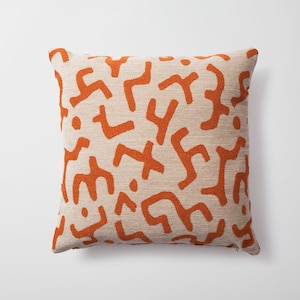 African Mudcloth Bogolan Pattern Decorative Throw Pillow Covers Burnt Orange Woven Jacquard Fabric Sofa Pillowcases 50x50 cm 20x20 inches image 1