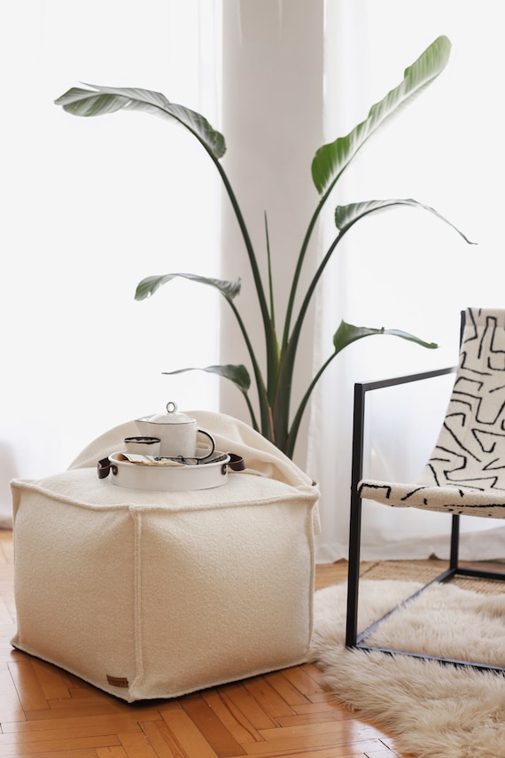 White woven pouf deals