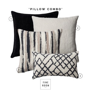 Black and White Jacquard Pillow Cover Set: Ethnic Kilim Boho Decor
