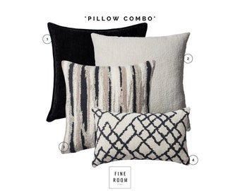 Pillows Combo SET '4 Pieces' , Black and White Decor Square Lumbar Jacquard Throw Pillowcases,For Couch ,Bedding Decorations