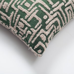 Burnt Orange Geometric Design Throw Pillow Cover Mid Century Modern Decoration Woven Jacquard Plush Fabric 45x45 cm 18x18 inch Case Green