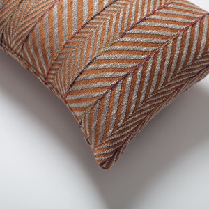 Burnt Orange 'Set of 3' Throw Pillowcases,Square Solid, Mudcloth Pattern,Herringbone Lumbar Design, Woven, Sofa, Bed Cushion Pillow Covers image 6