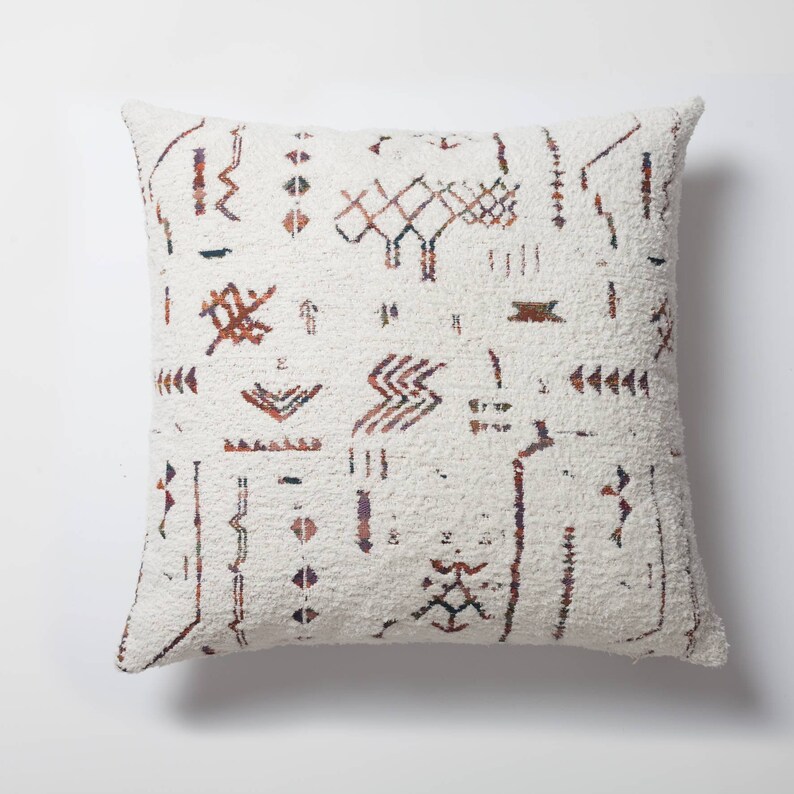 Pillow White Color Ethnic Kilim Tapestry Woven Tribal Berber Etsy