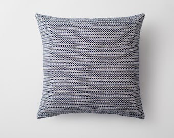Navy Blue Boho Pillow Cover: Thick Cotton Woven Texture, 18x18