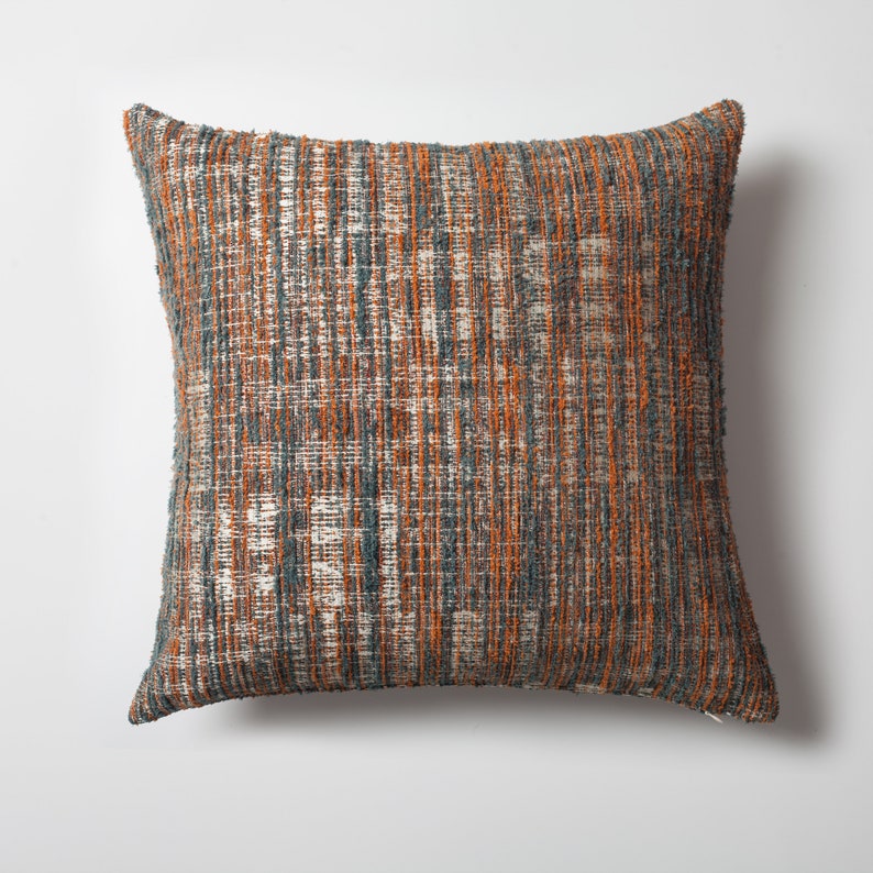 Powder Pink Plush Tweed Jacquard Tufted Abstract Woven 20x20 12x20 Throw Decorative Lumbar Home Decor Kid's Room Textured Pillow Cover Case Orange and Blue