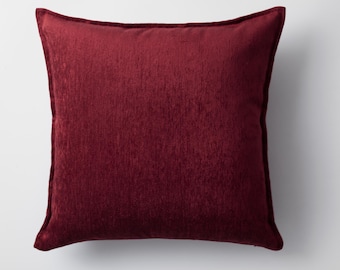 Burgundy Velvet Look Pillow Cover: Soft Decorative Throw Cushion 50x50