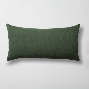 Dark Green Plain Bouclet Textured Woven Rectangle Modern Designer Fabric Lumbar 14x28 inch Bohemian Decoration Throw Pillow Cover Case