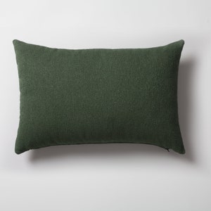 Dark Green Bouclet Woven Lumbar Pillow Cover: Bohemian Textured Fabric (16x24)