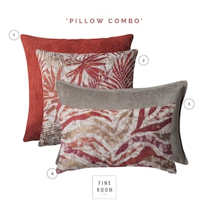 PILLOW SET &#39;4 Stück &#39;-solid Brick rot - Floral Tier Muster - dekorative quadratische Lumbar rechteckige Jacquard werfen Kissen Bezug Sendetasche Set