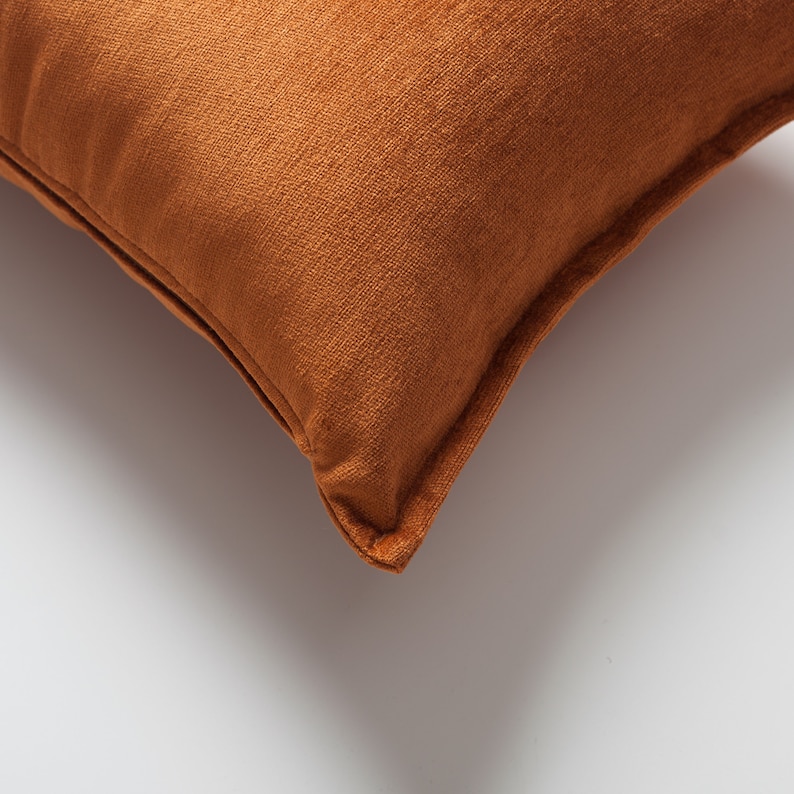 Burnt Orange 'Set of 3' Throw Pillowcases,Square Solid, Mudcloth Pattern,Herringbone Lumbar Design, Woven, Sofa, Bed Cushion Pillow Covers image 7