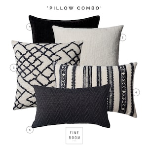 Black and White Jacquard Pillow Cover Set: Ethnic Kilim Boho Decor
