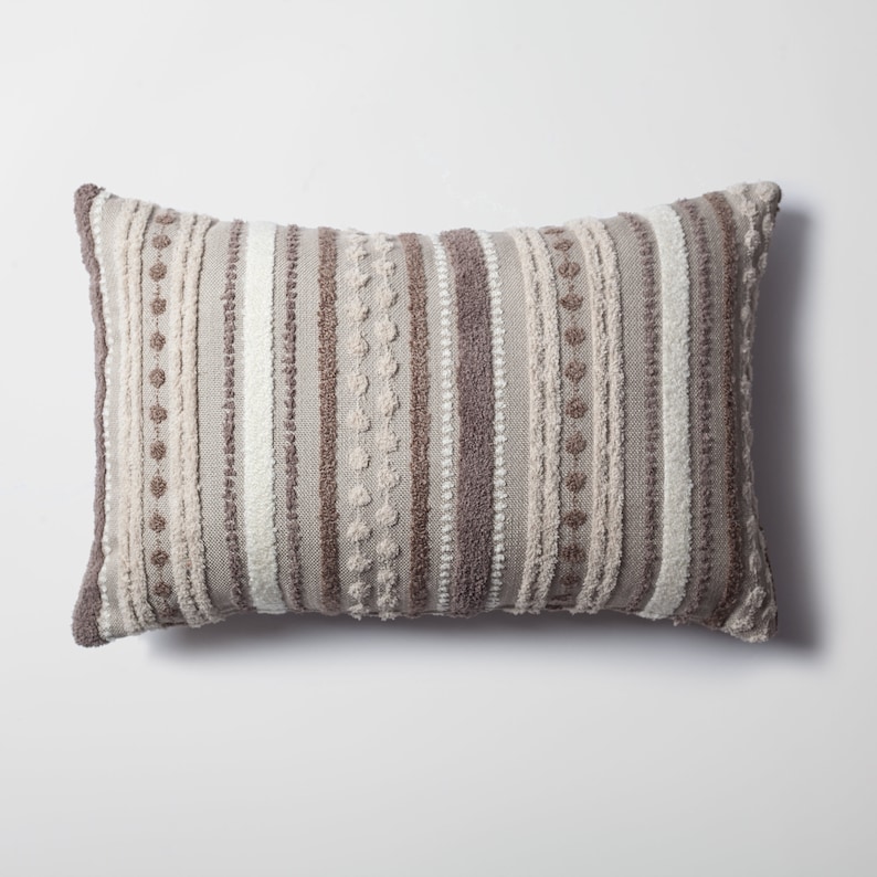 Mustard Yellow Grey White Striped Lumbar Pillows Linen Etsy UK