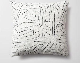 Abstract Textured Throw Pillow Cover | White and Black, 20x20 inches