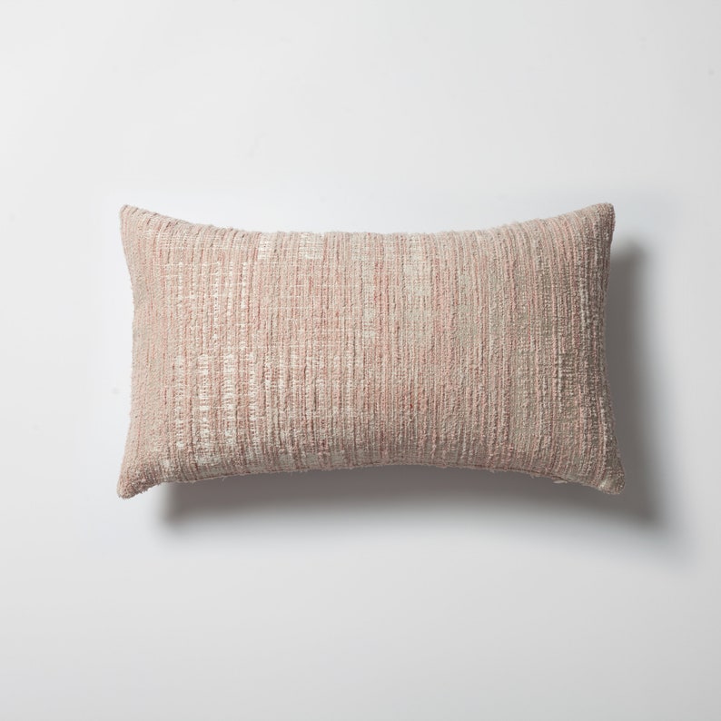 Powder Pink Plush Tweed Jacquard Tufted Abstract Woven 20x20 12x20 Throw Decorative Lumbar Home Decor Kid's Room Textured Pillow Cover Case image 2