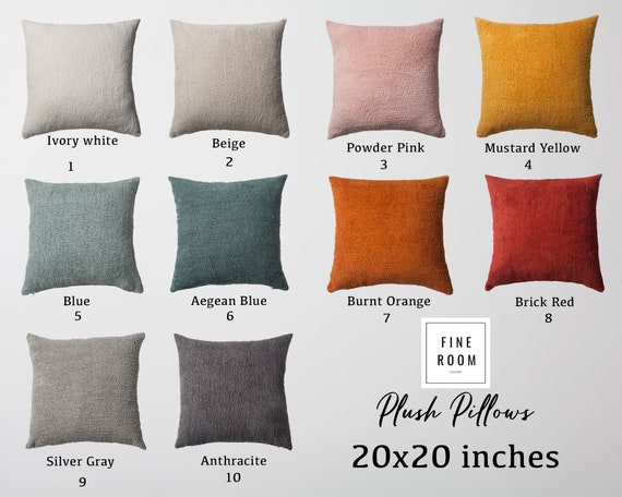 Decorative Pillows | Linen Throw Pillow | White Pink Blue Bird | 20x20