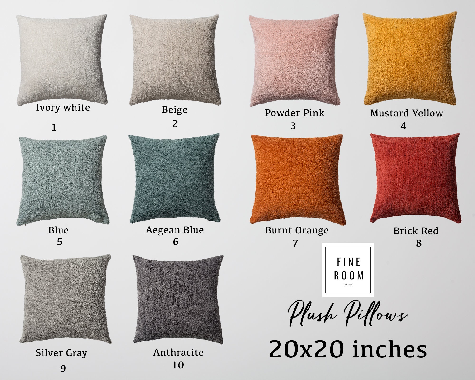 Solid Pillow Cover Case Burnt-orange-gray White Pink Yellow Blue Beige  Multicolored Blue Plush Cozy Plaincolor 20x20 Decoration Throw Pillow -   Norway