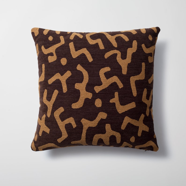 African Mudcloth Bogolan Pattern Decorative Throw Pillow Covers Burnt Orange Woven Jacquard Fabric Sofa Pillowcases 50x50 cm 20x20 inches image 7