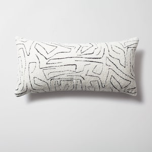 Black and White Abstract Pillow Cover: Minimalist Lumbar or Square