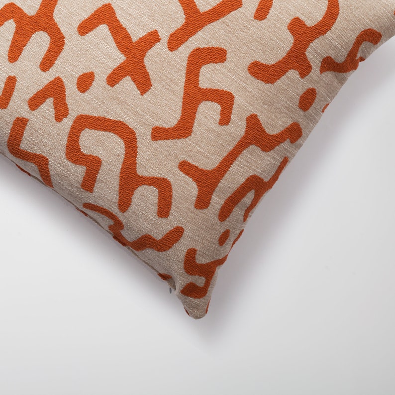 African Mudcloth Bogolan Pattern Decorative Throw Pillow Covers Burnt Orange Woven Jacquard Fabric Sofa Pillowcases 50x50 cm 20x20 inches Burnt Orange